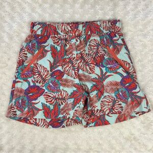 Merrell Select Wick Shorts Size Small Orange Blue Purple Tropical Leaf Print